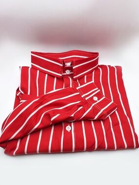 Red and White Men's Striped Dress Shirt
